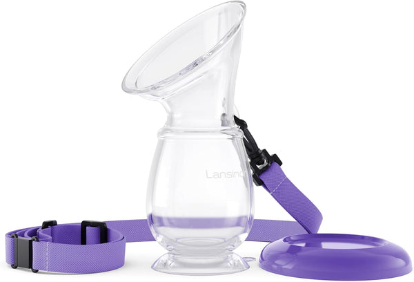 Lansinoh Silicone Milk Collector Breast Pump for Breastfeeding with Suction Base, 4