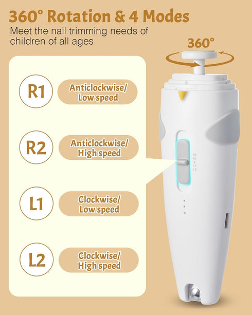 26 1 Trimmer Set,Safe Set Lictin Baby Healthcare and Grooming Kit, in Rechargeable Nail Electric File with Auto Light