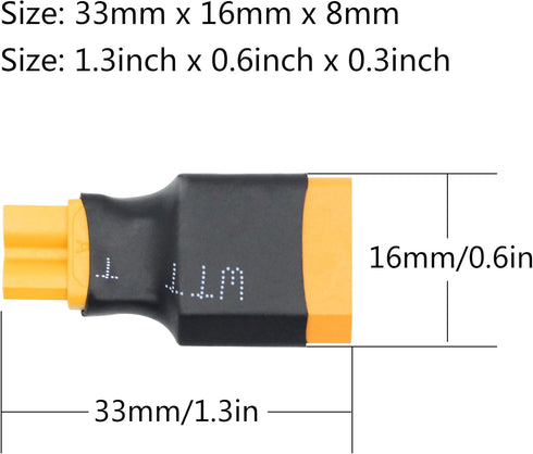 XT60 Male to XT30 Female Adaptor, Wireless Connector Plug for RC FPV Drone Car Lipo NiMH Battery Charger