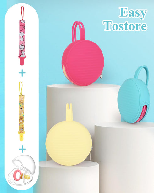 sopkdey Set Pacifier Case, Holder for Traveling Baby Essentials - BPA Free