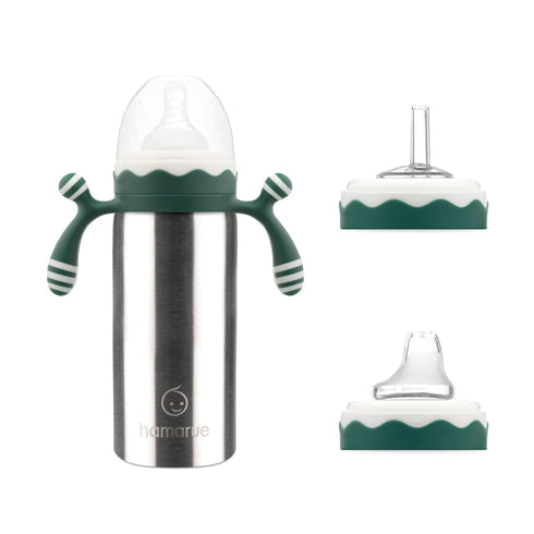 3-in-1 Deluxe Stainless Steel Sippy Cup for Babies and Toddlers | Non-Toxic
