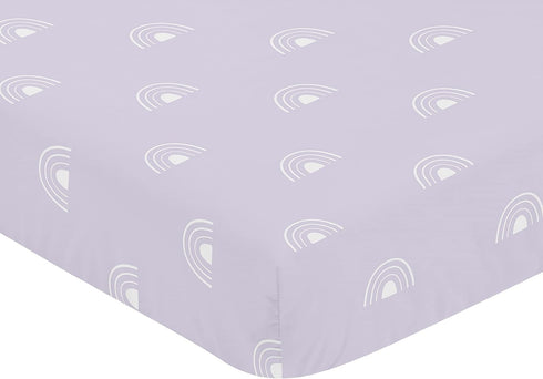 Sweet Jojo Designs Fitted Baby Crib Sheets (Purple and White Boho Rainbow) for Boys or Girls, Infant Nursery, Toddler