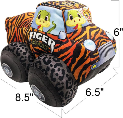 ArtCreativity Safari Plush Monster Truck, 8 Inch Soft Car Toy for Toddlers, Great Gift Idea