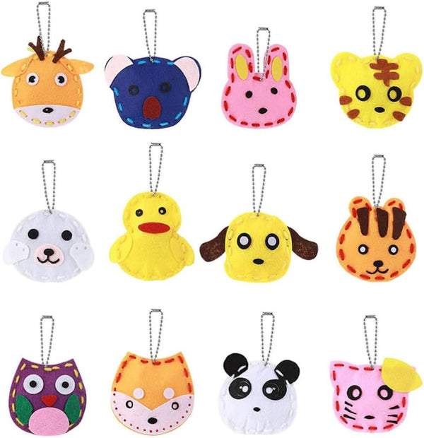 Educational 12 Pcs Sewing Kit, Stuffed Animal Sewing Kit DIY Felt Animals Craft Kit for Beginners Girls Boys.