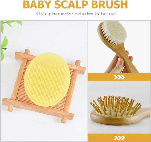 Essential Newborn Hair Care Kit - Wool Brush and Wooden Comb