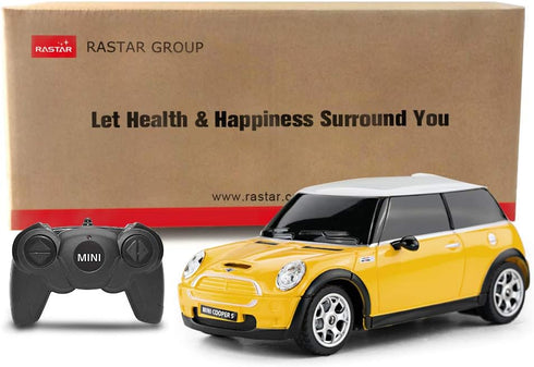 RASTAR Mini Cooper 1:24 RC Car, Yellow Remote Control Toy for Kids