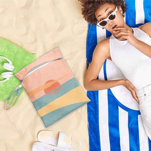 JHFDTY Summer Sunset Wet Bag for Swimsuit Pool Travel Baby Cloth Diapers Dirty Yoga Gym Clothes Beach Bags Gifts
