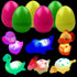 JoFAN 6 Pack Prefilled Jumbo Plastic Easter Eggs with Light Up Dinosaur Bath