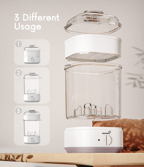 Bottle Sterilizer, Baby Bottle Steam Sterilizer, Electric Baby Bottle Sanitizer with Timer for Baby Bottles, Pacifiers