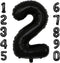 40 Inch Black Number 2 Balloons for Birthday Party Decorations, Helium Giant Black 2 Balloons, Anniversary Baby Shower