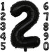 40 Inch Black Number 2 Balloons for Birthday Party Decorations, Helium Giant Black 2 Balloons, Anniversary Baby Shower