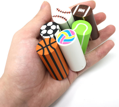 Honbay 6PCS Sports Themed Pencil Erasers - Basketball, Soccer, Football, Baseball, Tennis, Volleyball