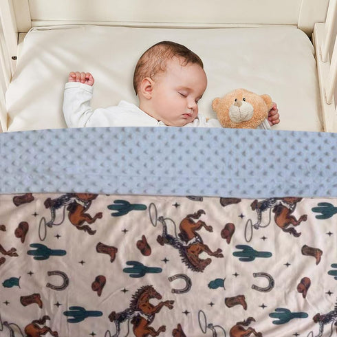 CLOSOCKEY 30 40 Inch Baby Blanket for Boys Girls Super Soft Double Layer Minky with Dotted Backing Cute Cow Crib