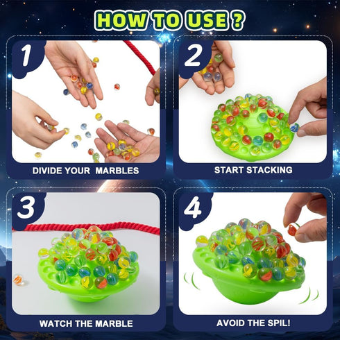 A V 60 14 8+ Marble Balance Board Game Colorful Glass Marbles with Storage Base | Exciting Family & Party Board Game