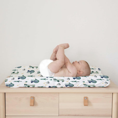 Watercolor Fairy Tale Dragon Trees Stars Changing Pad Covers – Soft Stretchy Snug Fitted Baby Changing Pad Mats