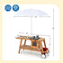 Playset Costzon Mud Kitchen with Removable Umbrella, Wooden Play Kitchen with Wheels, Sink, Accessories, Toddler