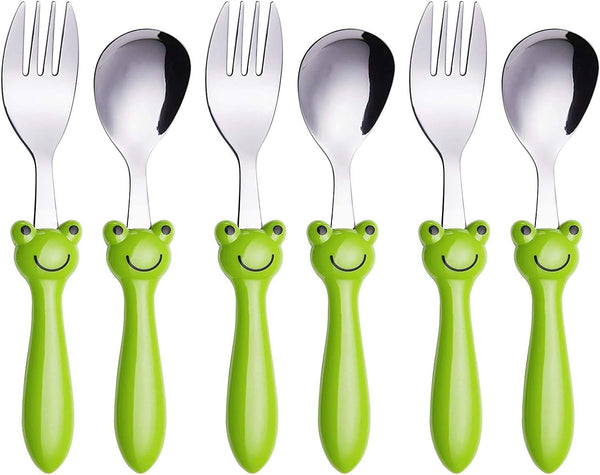 ANNOVA Kids Silverware 6 Pieces Set, Children's Flatware - Stainless Steel Cutlery - 3 Safe Forks, 3 Dinner Spoons