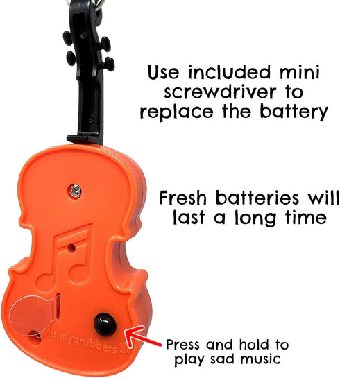 MunnyGrubbers - Original World's Smallest Violin Toy Keychain With Playable Sad Music - Tiny Mini Violin Keychain