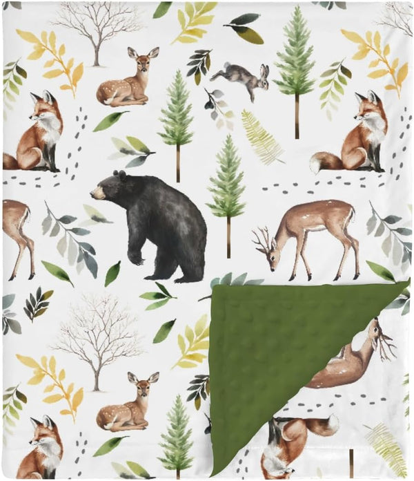 HawSkgFub Forest Woods Animal Friends Mink Baby Blankets Dotted Backing Boy Girl