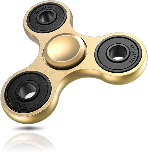 ATESSON Fidget Spinner Gold Stress Relief Reducer Toys, High Speed Bearing Metal Hand Spinners for Kids Adults