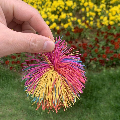 Estimable 16 PCS Sensory Fidget Stringy Balls, Multicolor Soft Rubber Bouncy Stress Balls, Pull Stretch Elastic Ball