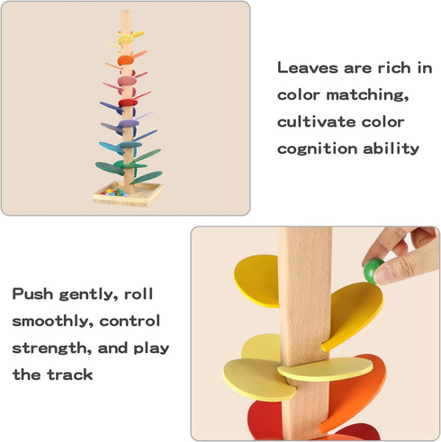 Wooden Music Tree Toy for Kids, Marble Ball Run Track Game for Toddlers, Educational Montessori Gift