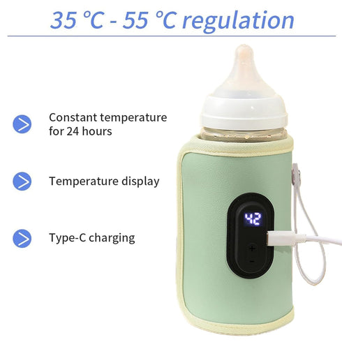 MOLKASIA Baby Nursing Bottle Sleeve with Digital Display Portable Milk Bottle Warmer Multifunction Constant Temperature