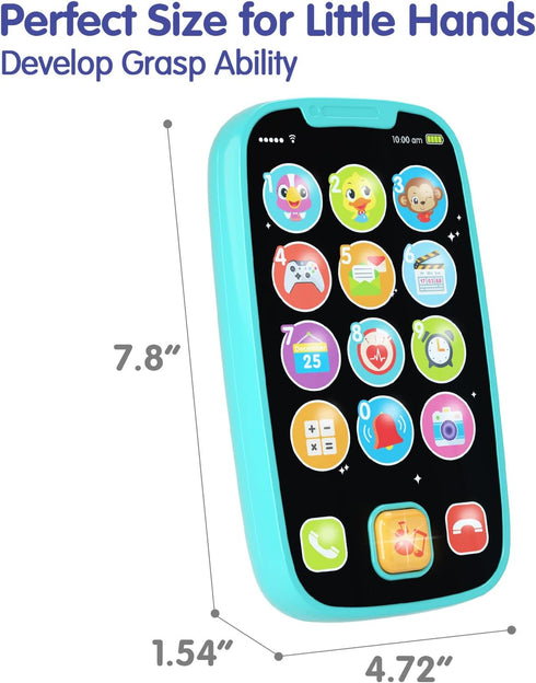 Toys for 1 Year Old Boy, 15 Functions Baby Toy Phone for 1+ Year Old, Baby Toys 12-18 Months, Cyan