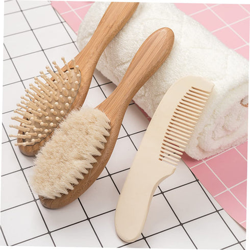 Ipetboom 3pcs Set Newborn Hair Brush Cradle Cap Brush for Babies Infant Shower Comb for Bathing Tools Hair Cleaning
