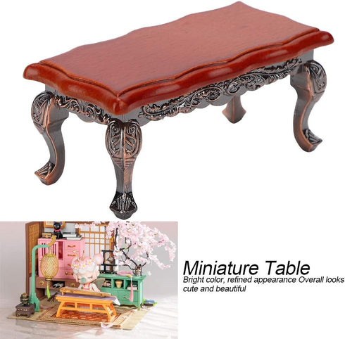 1:12 Miniature Doll Furniture, Simulated Coffee Table with Relief Mini Model Toy for Dollhouse Decor