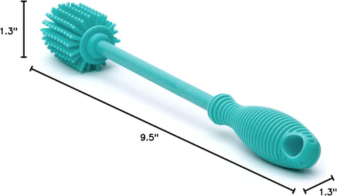 Chicco 9.5” Silicone Bottle Brush - Food-Grade Bristles, Teal, Dishwasher Safe