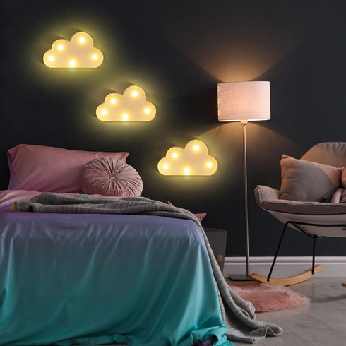 3 clothmile Pcs LED Cloud Night Light Can Be Hung On The Wall Kids Room Room Light, Suitable for Birthday Party Holiday