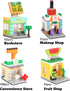 BIZNESMEN 8 1 Set 8 Pack (894 6+ in Mini City Street Scene Building Blocks - Toy Shops: Beauty, Supermarket, Music