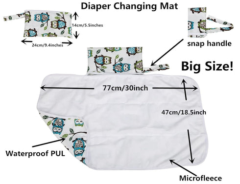 Portable Baby Diaper Changing Mat Pad, Foldable Washable Waterproof Play Mat, 30"x18.5" for Girls (Flowers)