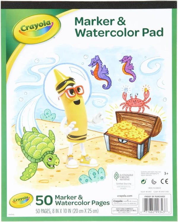 Crayola Marker & Watercolor Pad, 50 Blank Coloring Pages, Art Supplies for Kids, Great Gifts for Creative Fun