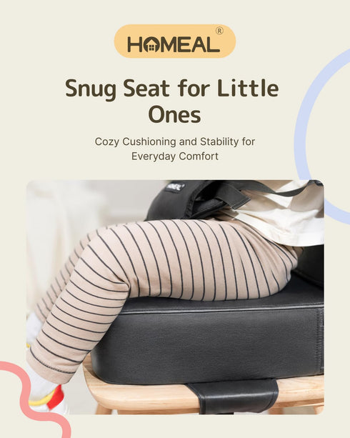HOMEAL Booster Seat for Kitchen Chair, Breathable Toddler Booster Seat for Dining Table with Backrest and Adjustable