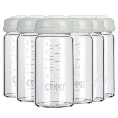 COMI Wide Neck Glass Breastmilk Collection n Storage Bottle, 8oz with Screw