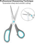 Scissors Set of 4, Premium Stainless Steel Razor Blades, Ergonomic Semi-Soft Rubber Grip, Suitable for School, Office and Family Daily Use, 9.6''/8.5''/6.4"/5.4", Blue&Gray by Asdirne
