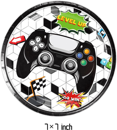 40Pcs Video Game Party Supplies include 20 plates, 20 napkins for the Space Them Birthday party decoration…