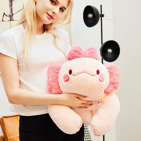 uoozii 20" 4 | Pounds Pink Axolotl Weighted Stuffed Animals with Unscented Microwave Heating Pad Inside, Cute Coolable