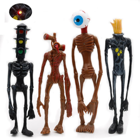 Siren Head Toys Action Figure (4pcs), Model Doll Gift for Kids Halloween Thanksgiving Christmas Birthday