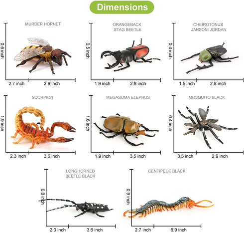 Volnau Insect Toys Figurines 13PCS Bug Figure Pack for Kids Educational Decorations, Cicada Toy, Plastic Model