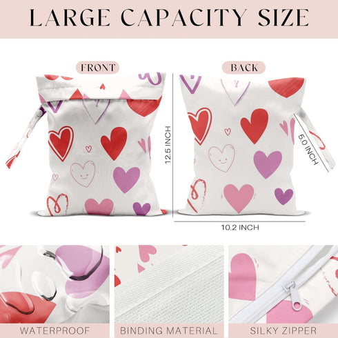 zcyxuuw Wet Bag, Wet Dry Bag, Swimsuit Bags, Beach Essentials, Heart Decor Waterproof Bags for Travel, Beach, Pool