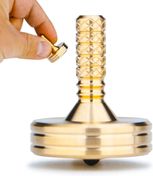 DjuiinoStar Premium Brass Spinning Top: Deeply Engraved Long Grip, Long Spin Time,