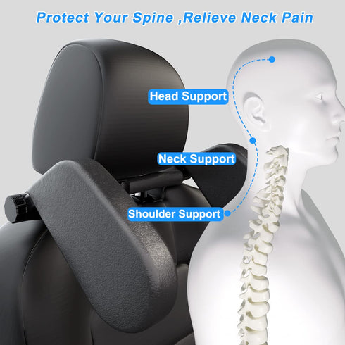 Upgraded Car Headrest Pillow, Head Support Neck Pillows, Only Suitable for Car Seat Headrest with Poles, Roadpal