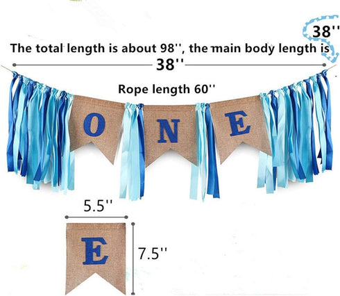 SS Cohen 1st Birthday Decorations, Baby Boy's Burlap Highchair Banner for First Birthday Celebrations