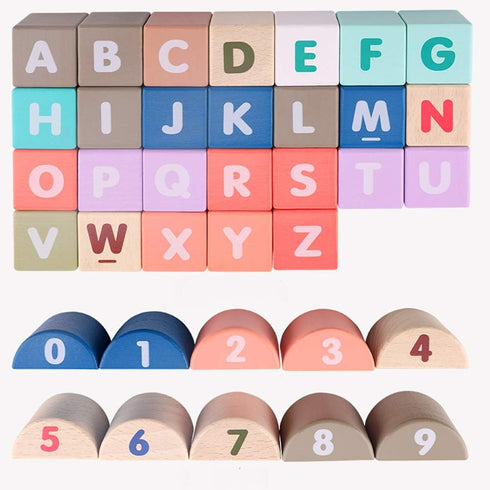 Wooden Building Blocks Set - City Construction Stacker Educational Toys for Toddler Gifts, 3+ Year Old