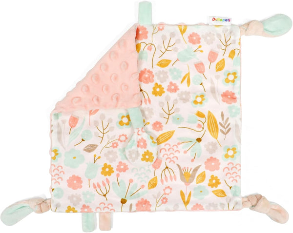 Dr.Rapeti Tag Security Blanket for Baby Infant Toddler Kid, 10x10inches Washable Sensory Toy Lovey Blanket