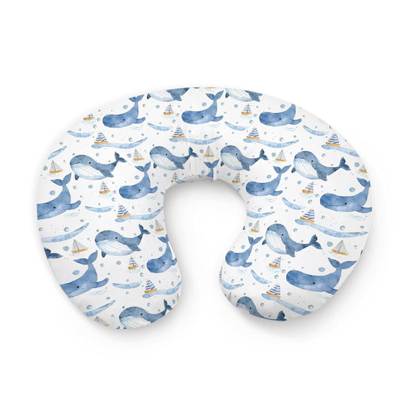 KuphiL10C Watercolor Ocean Whale Pattern Nursing Pillow Cover, Unisex Sea Animals Sailboats Removable