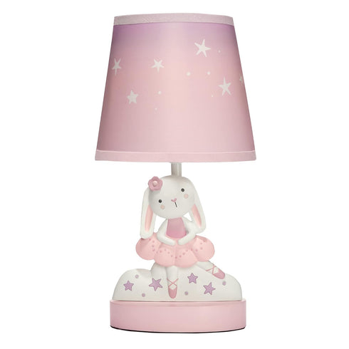 Bedtime Originals Tiny Dancer Bunny & Stars Pink Nursery Lamp with Shade